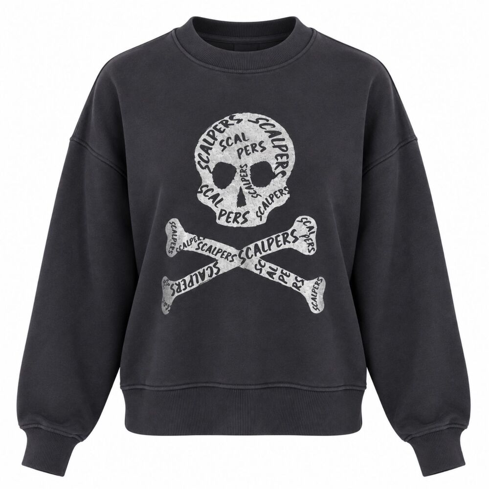 Scalpers Dark Grey Skull Graphic Sweatshirt Organic Cotton